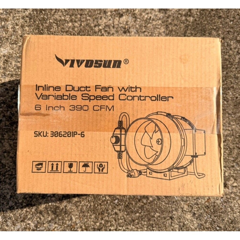 VIVOSUN 6 in 390 CFM Inline Duct Fan Variable Speed Controller 306201P-6